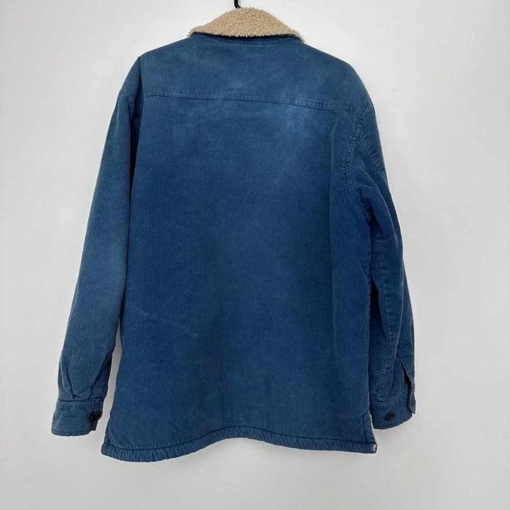 J Crew‎ Corduroy Barn Coat Medium Blue Sherpa Lined Gorpcore Workwear Rugged